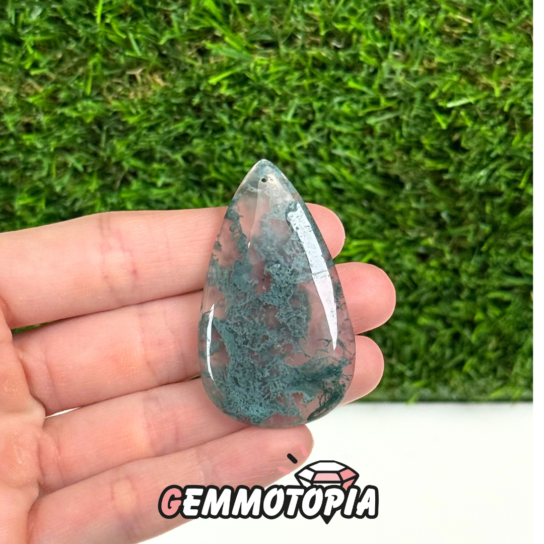 Pendentif Percé Agate Mousse