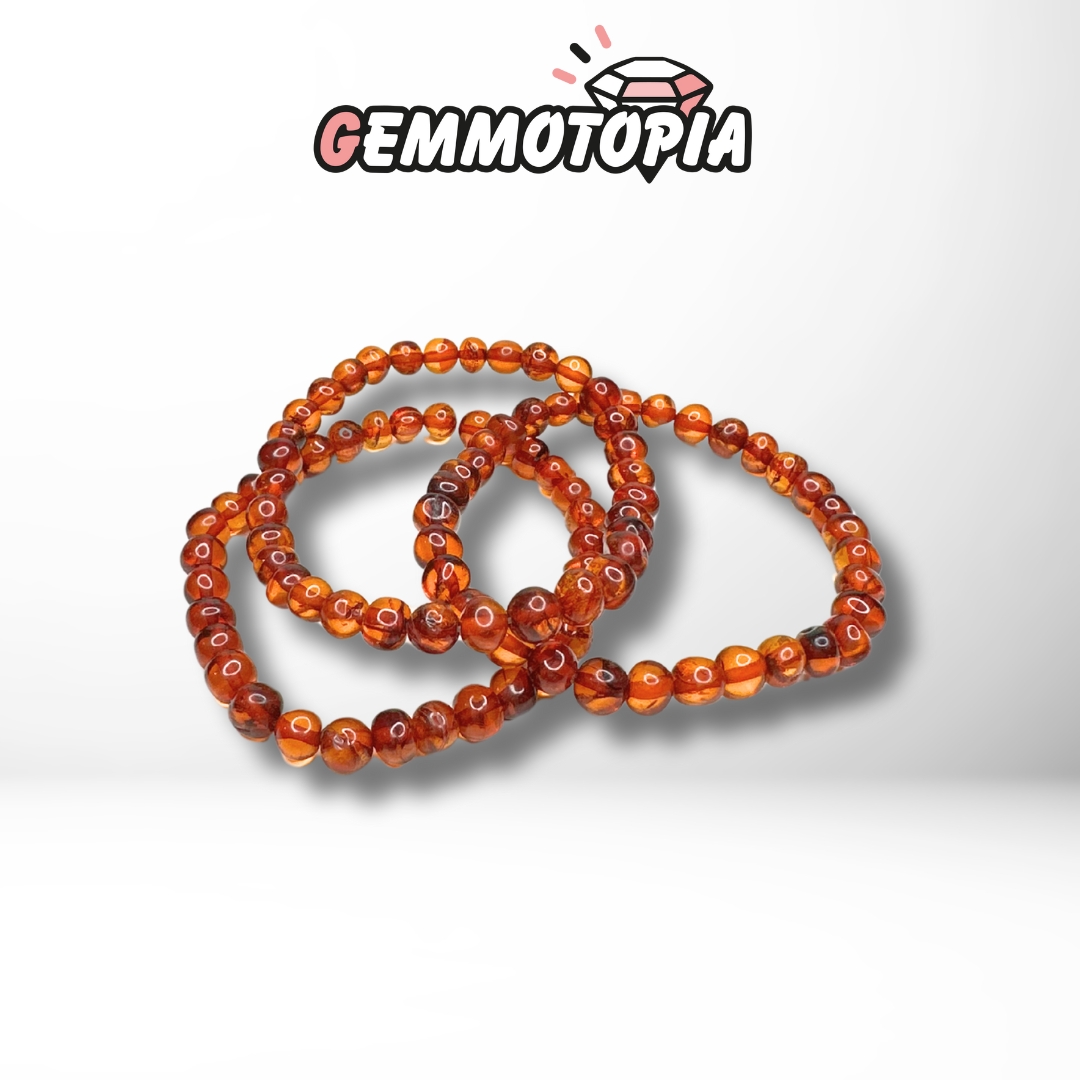 Bracelet Perle ambre Baroque Cognac