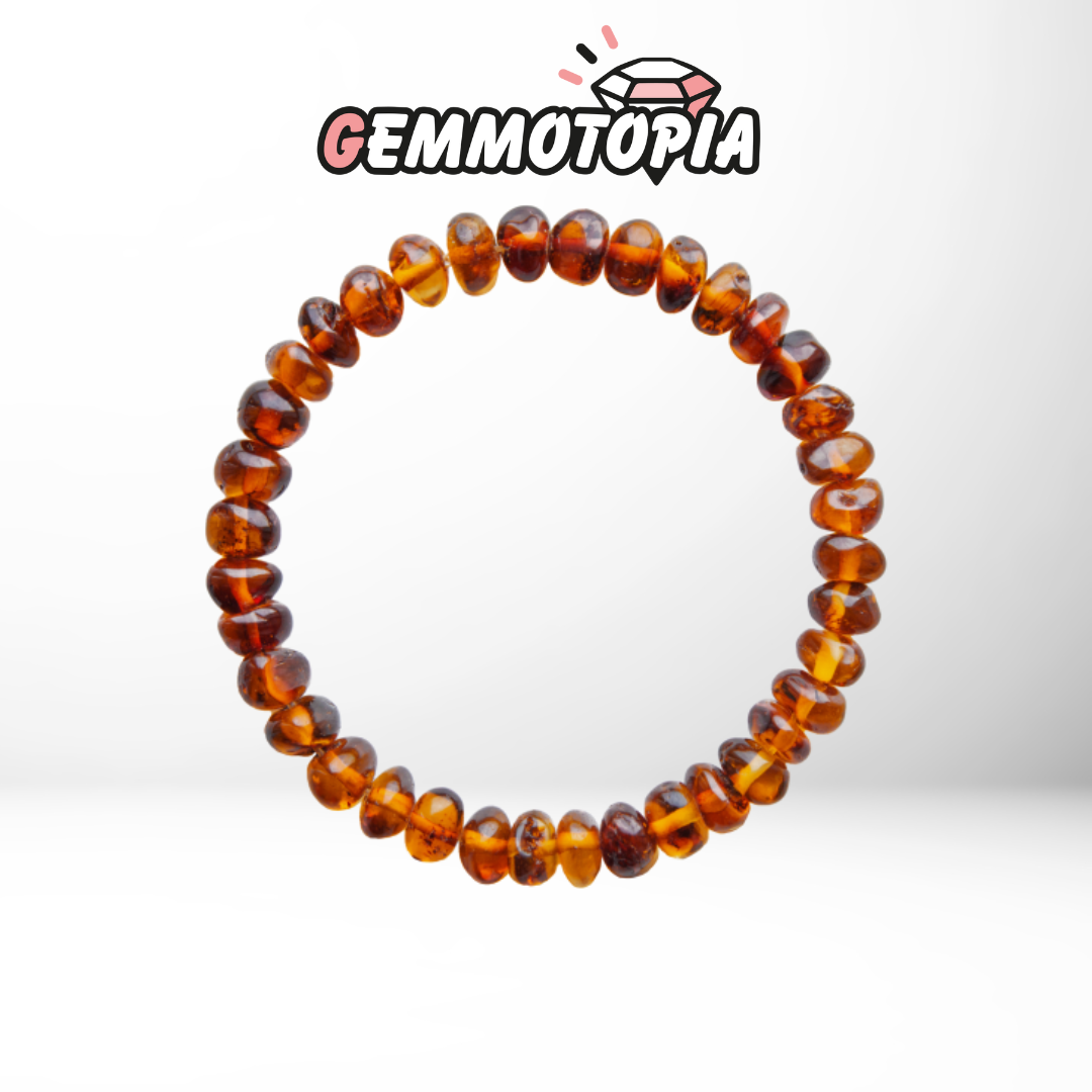 Bracelet Perle ambre Baroque Cognac