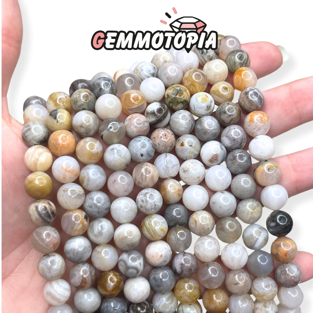 Perle Agate Bambou 3A 8 MM