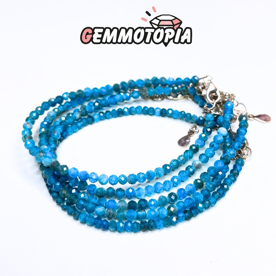 Bracelet Apatite bleue Bracelet Fermoir Argent