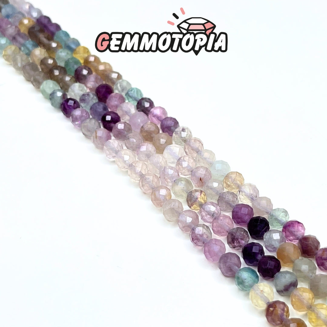 Perle facettée en Fluorite Mixte