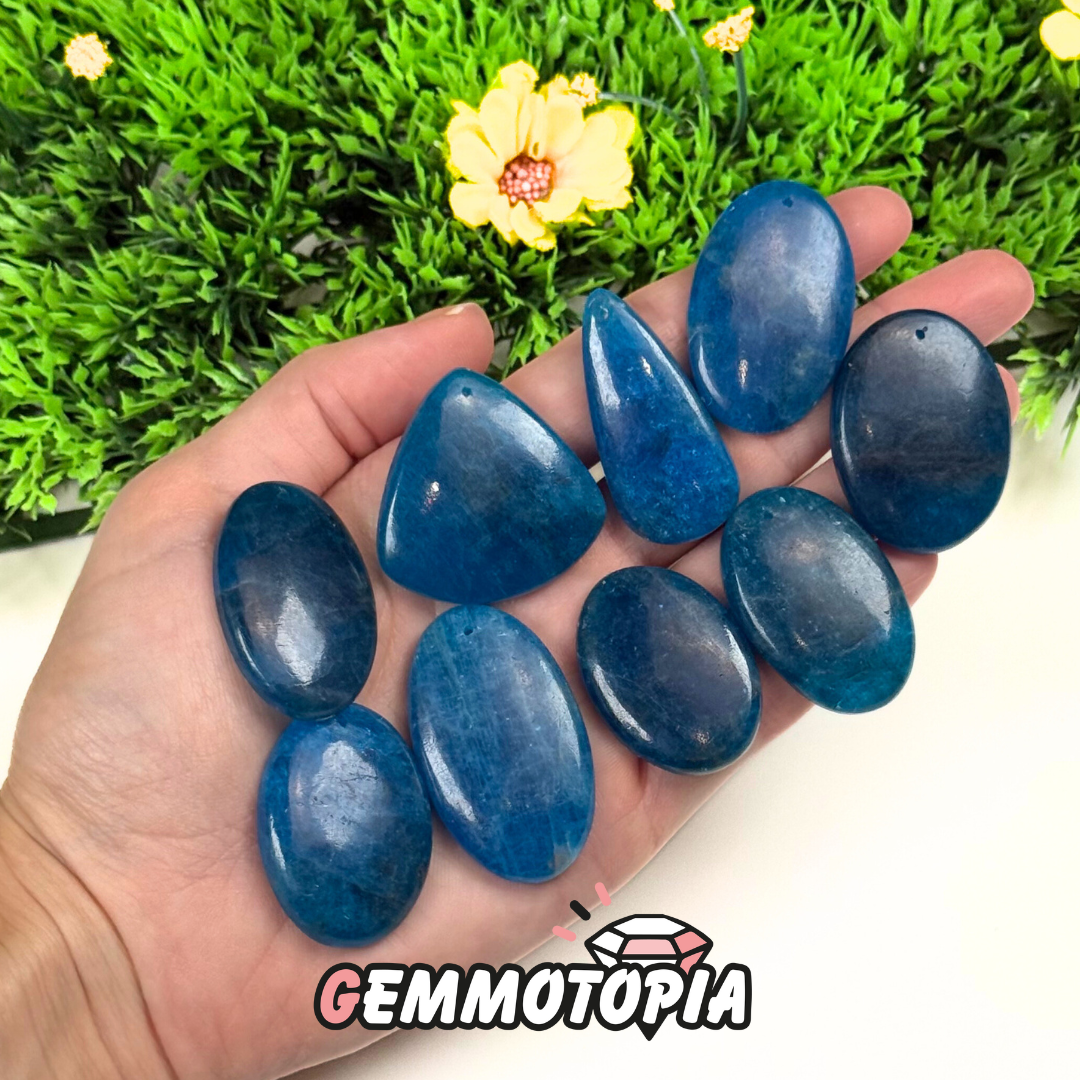 Pendentif Percé Apatite Bleue