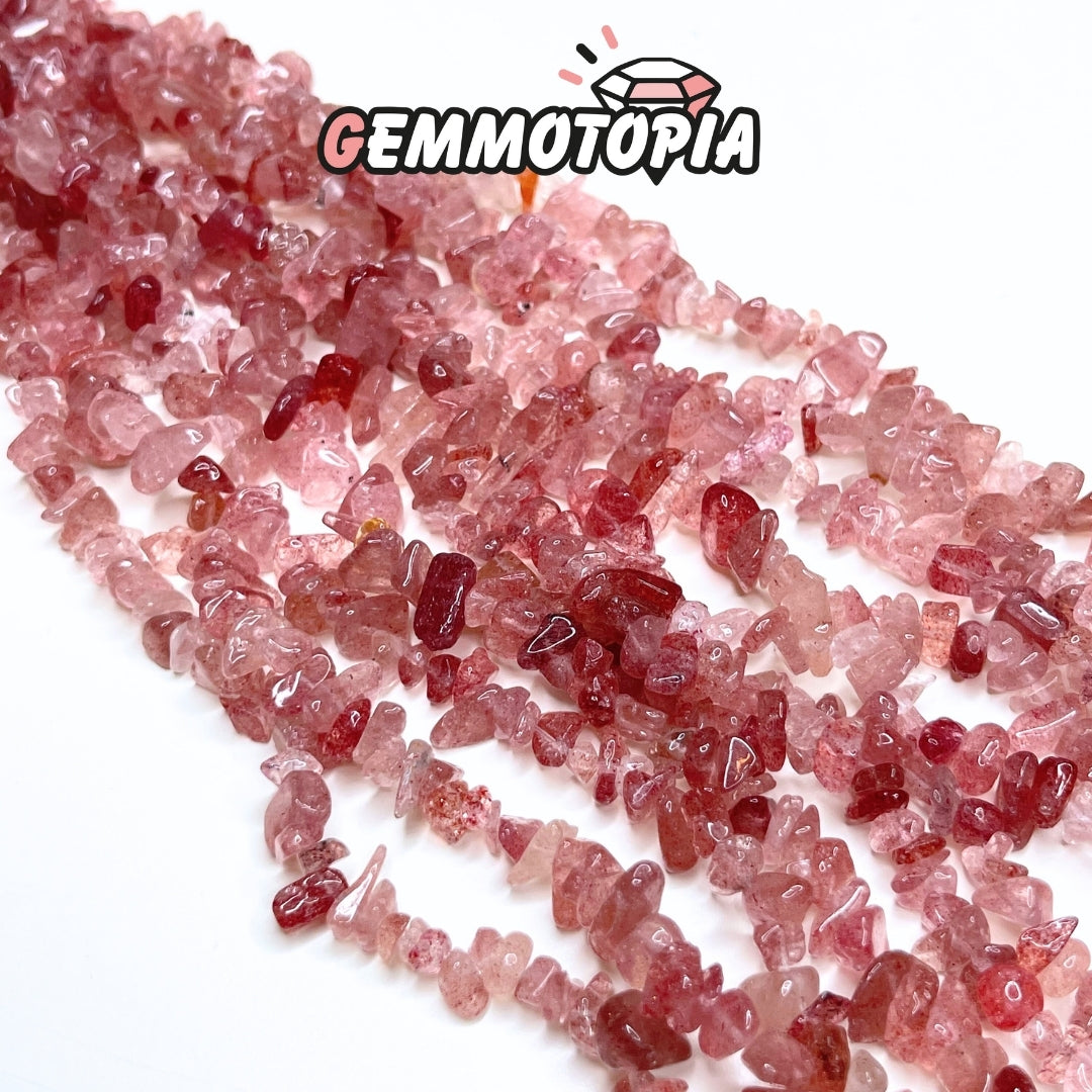 Perle Chips Quartz Fraise 5A 40 CM