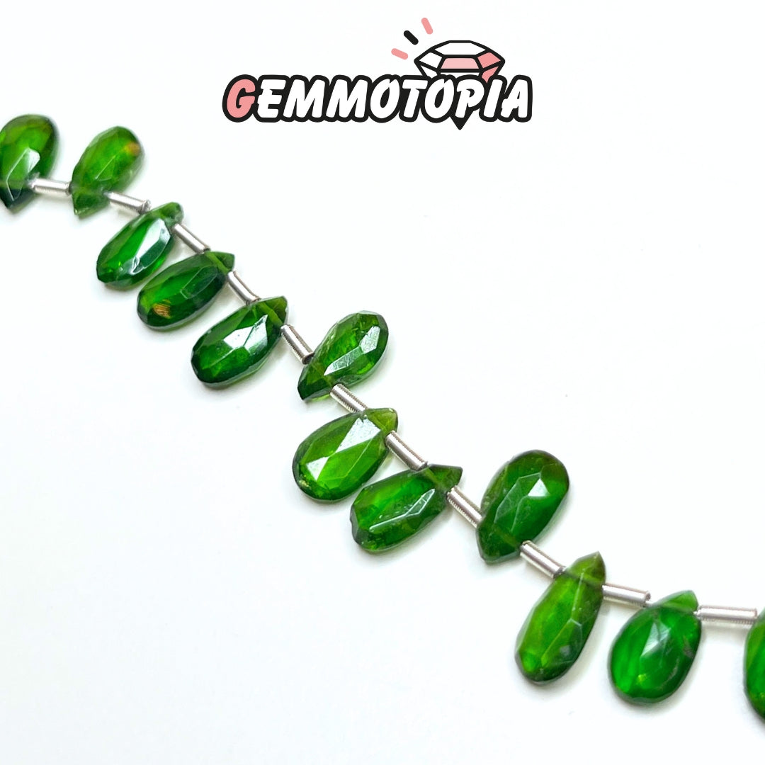 Perle Goutte Facettée Tourmaline Verte (Verdélite)