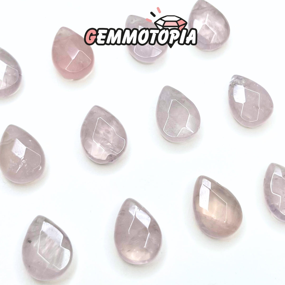 Perles Gouttes Facettées Quartz Rose