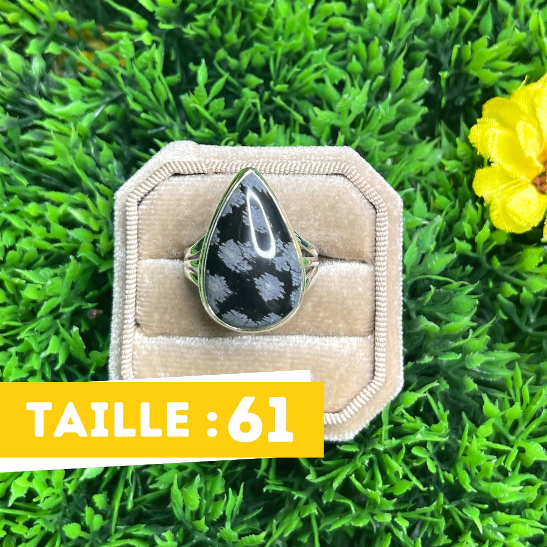 Bague Obsidienne Flocon de Neige #2