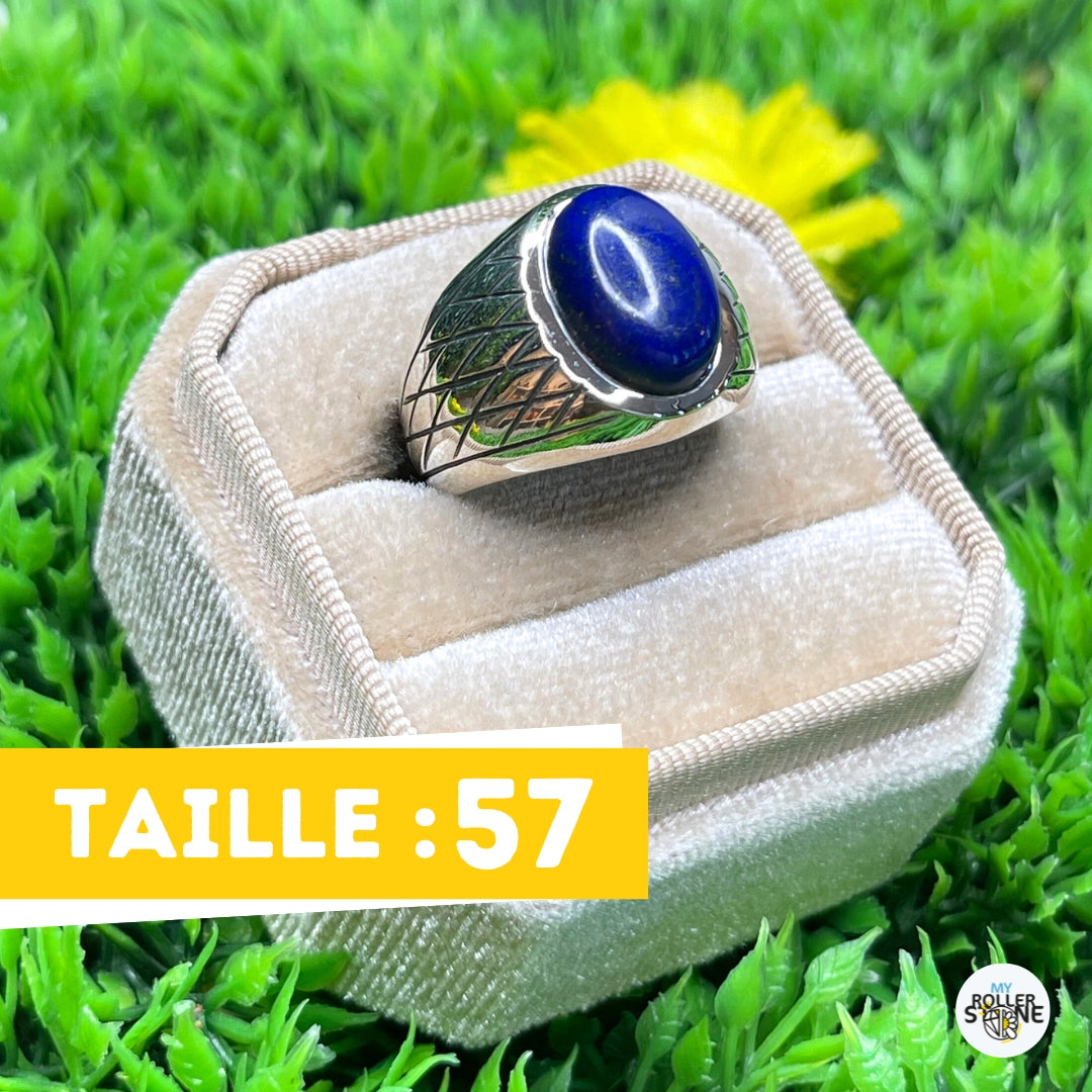 Chevalière Argent Lapis Lazuli Arlequin #5