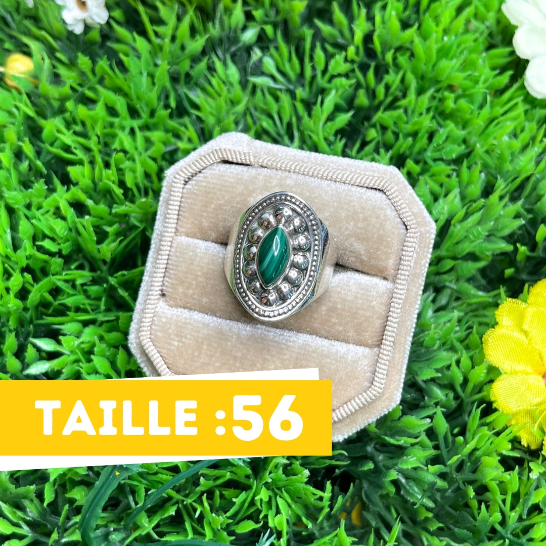 Bague Argent Malachite #5