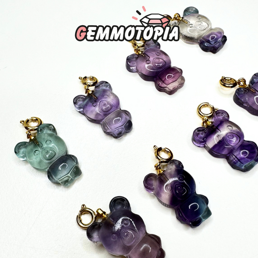 Pendentif ourson Fluorite Arc-en-ciel