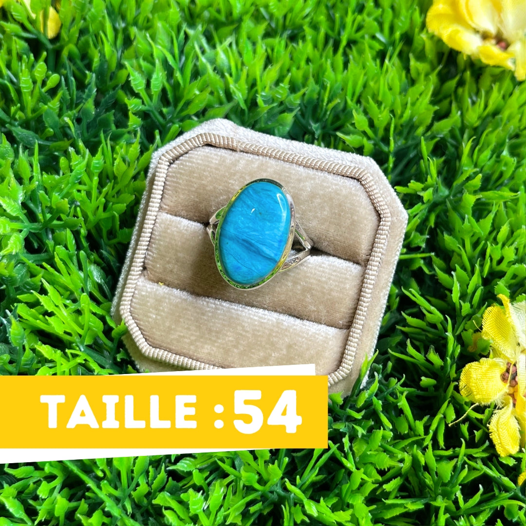 Bague Opale Bleue du Pérou #44