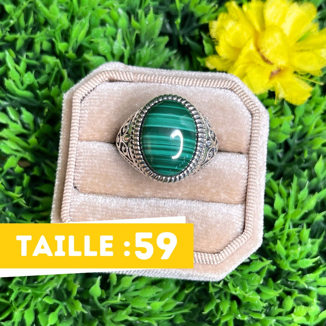 Chevalière Argent Malachite Celte #4