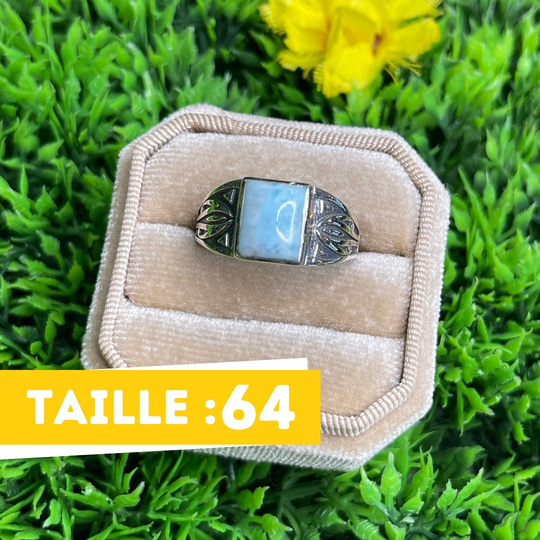 Chevalière Argent Larimar Flèche #2