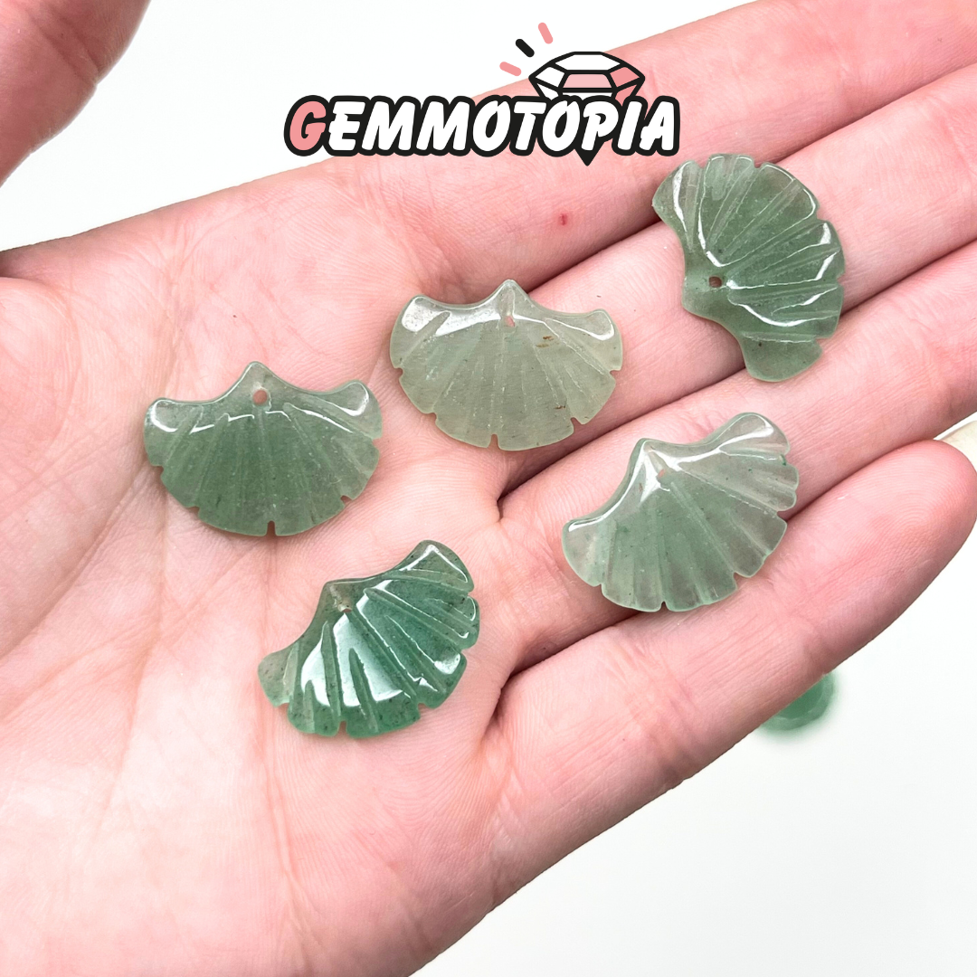 Pendentif Feuille Ginkgo Aventurine Verte PRIX