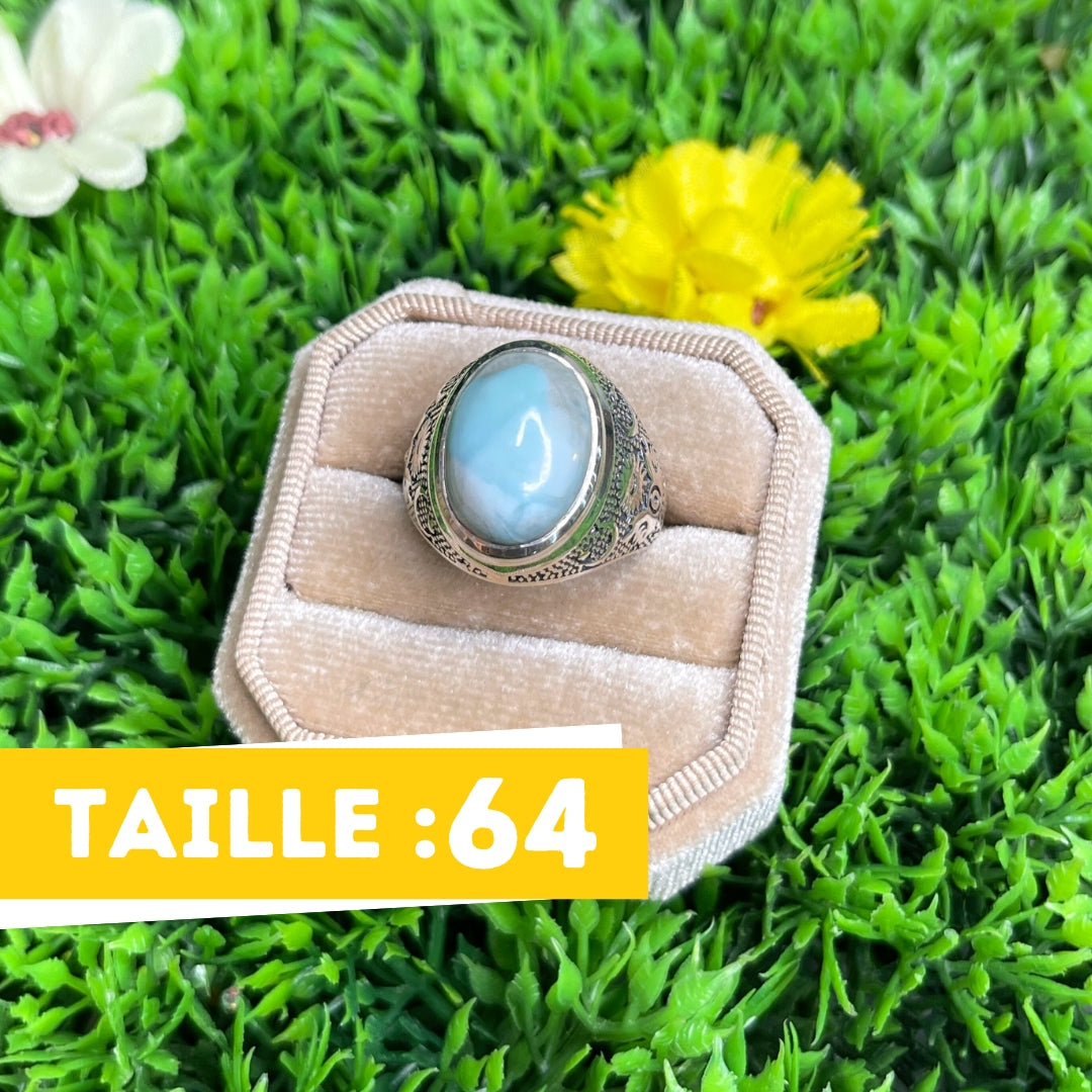 Chevalière Argent Larimar Astral #1