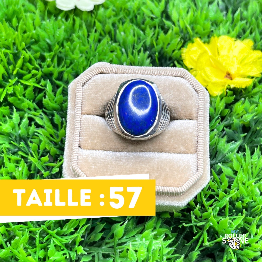 Chevalière Argent Lapis Lazuli Bataille #2