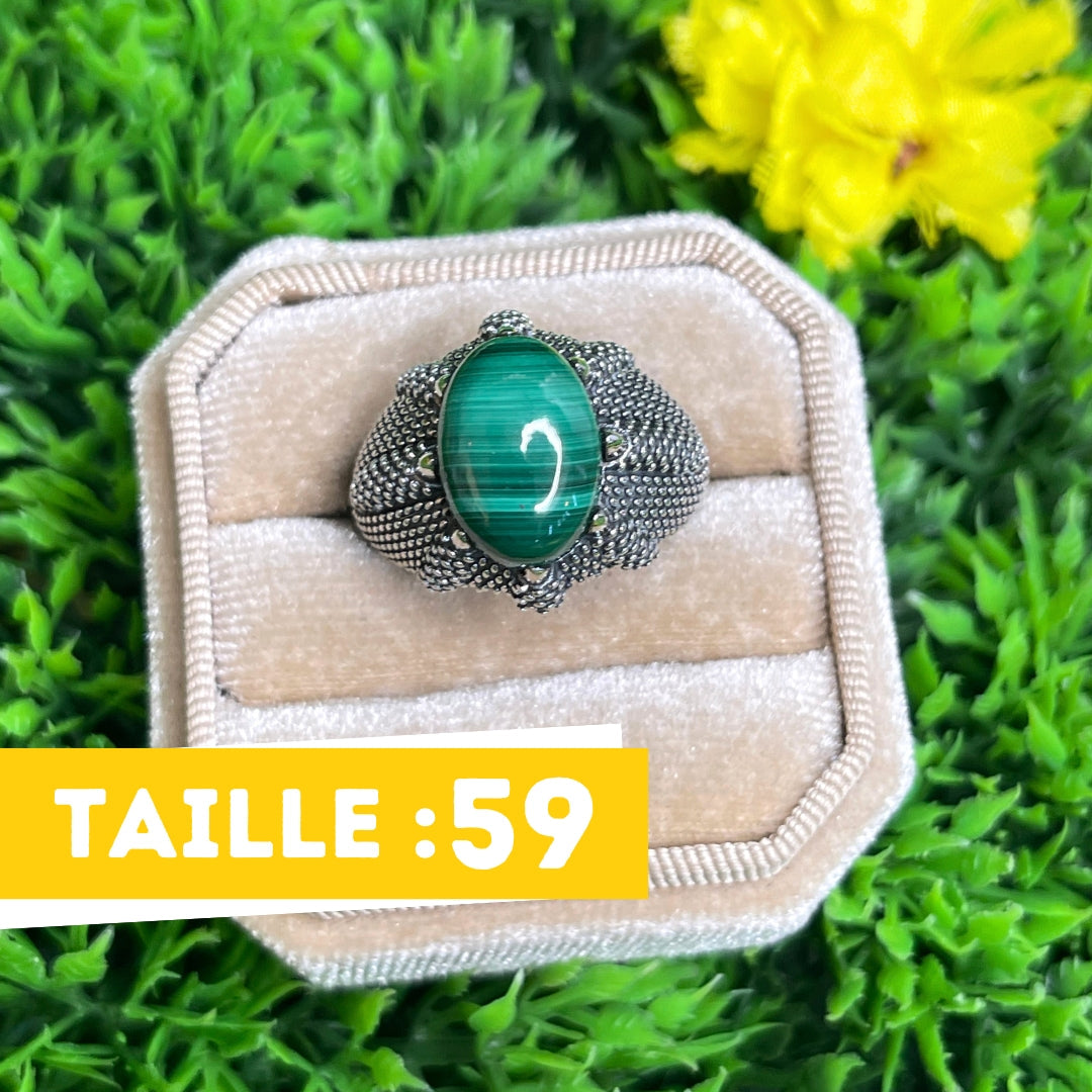 Chevalière Argent Malachite Griffe #4