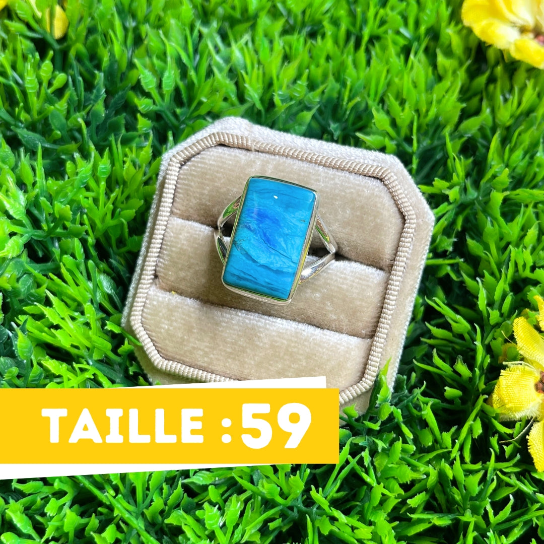 Bague Opale Bleue du Pérou #46