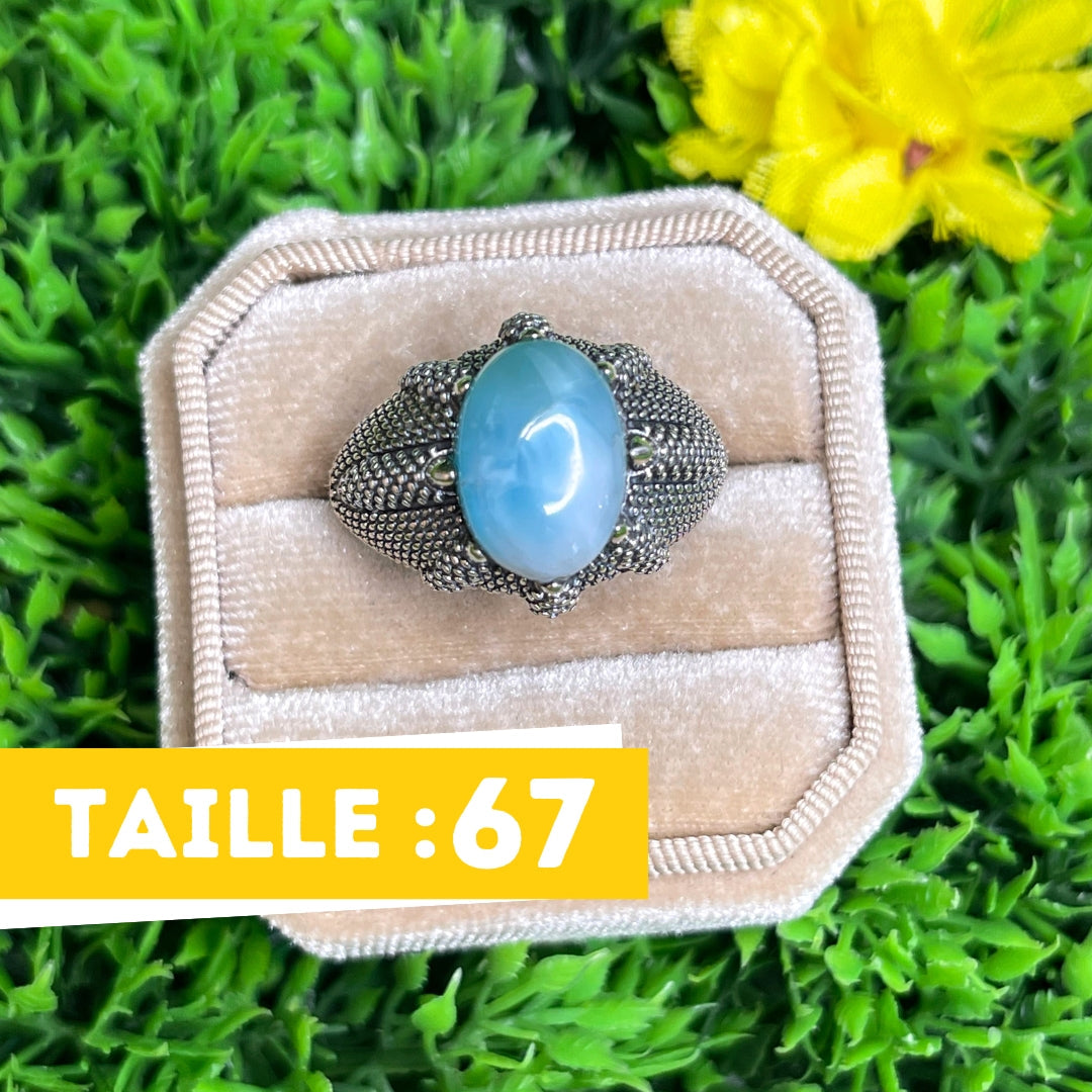 Chevalière Argent Larimar Griffe #7