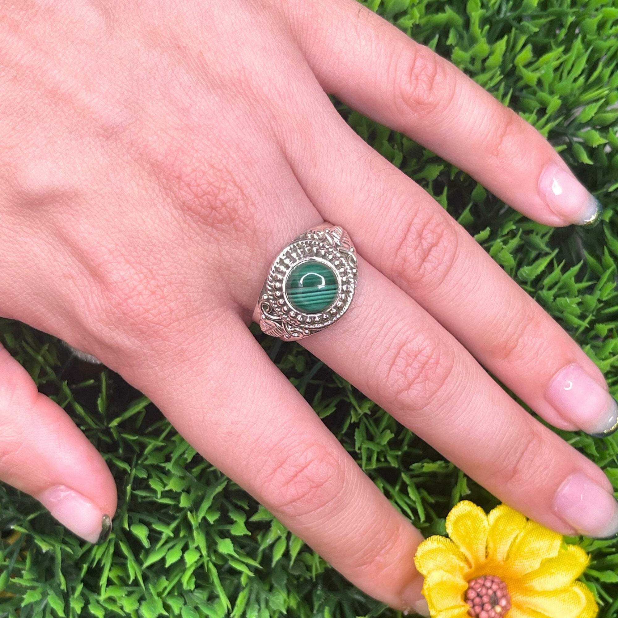 Bague Argent Malachite #4