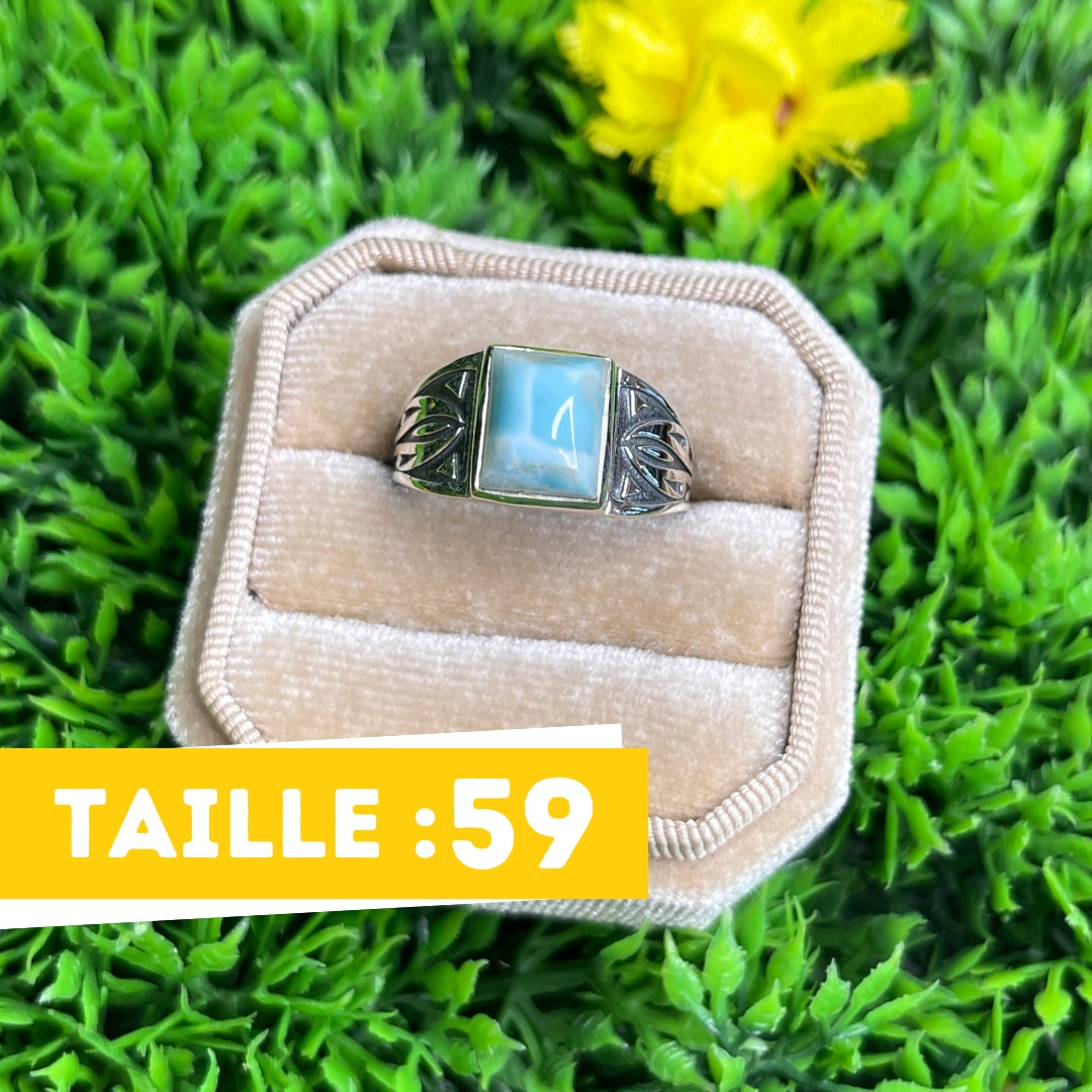 Chevalière Argent Larimar Flèche #1