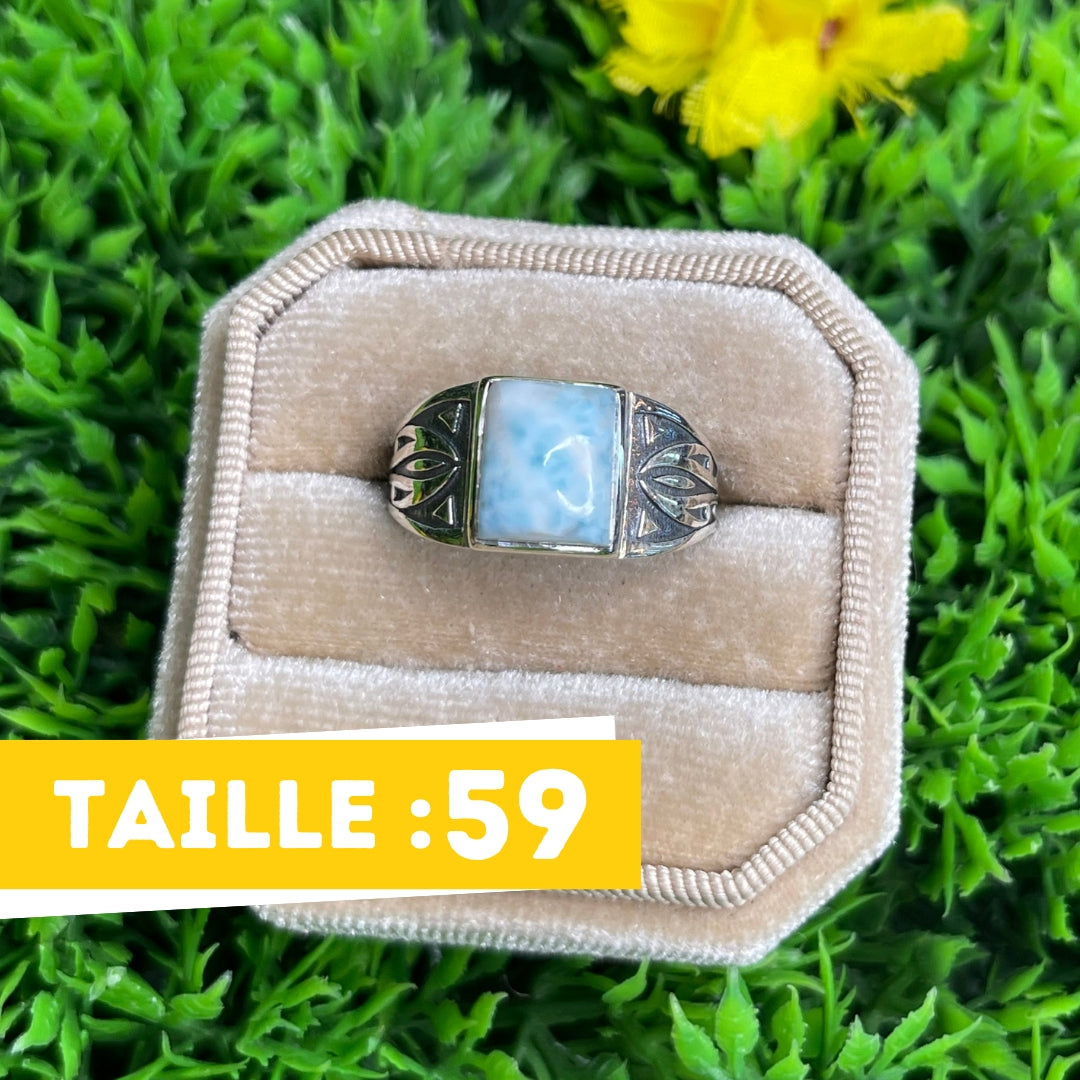 Chevalière Argent Larimar Flèche #3