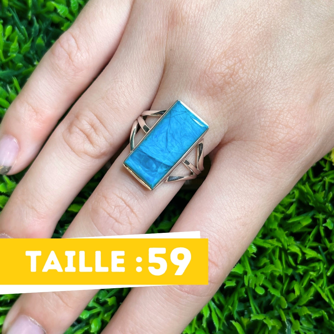 Bague Opale Bleue du Pérou #45