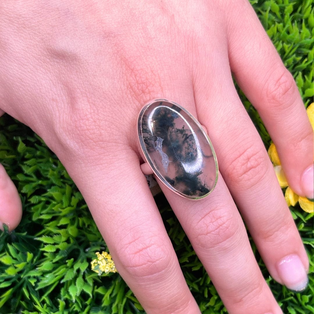 Bague Argent Agate Mousse #13