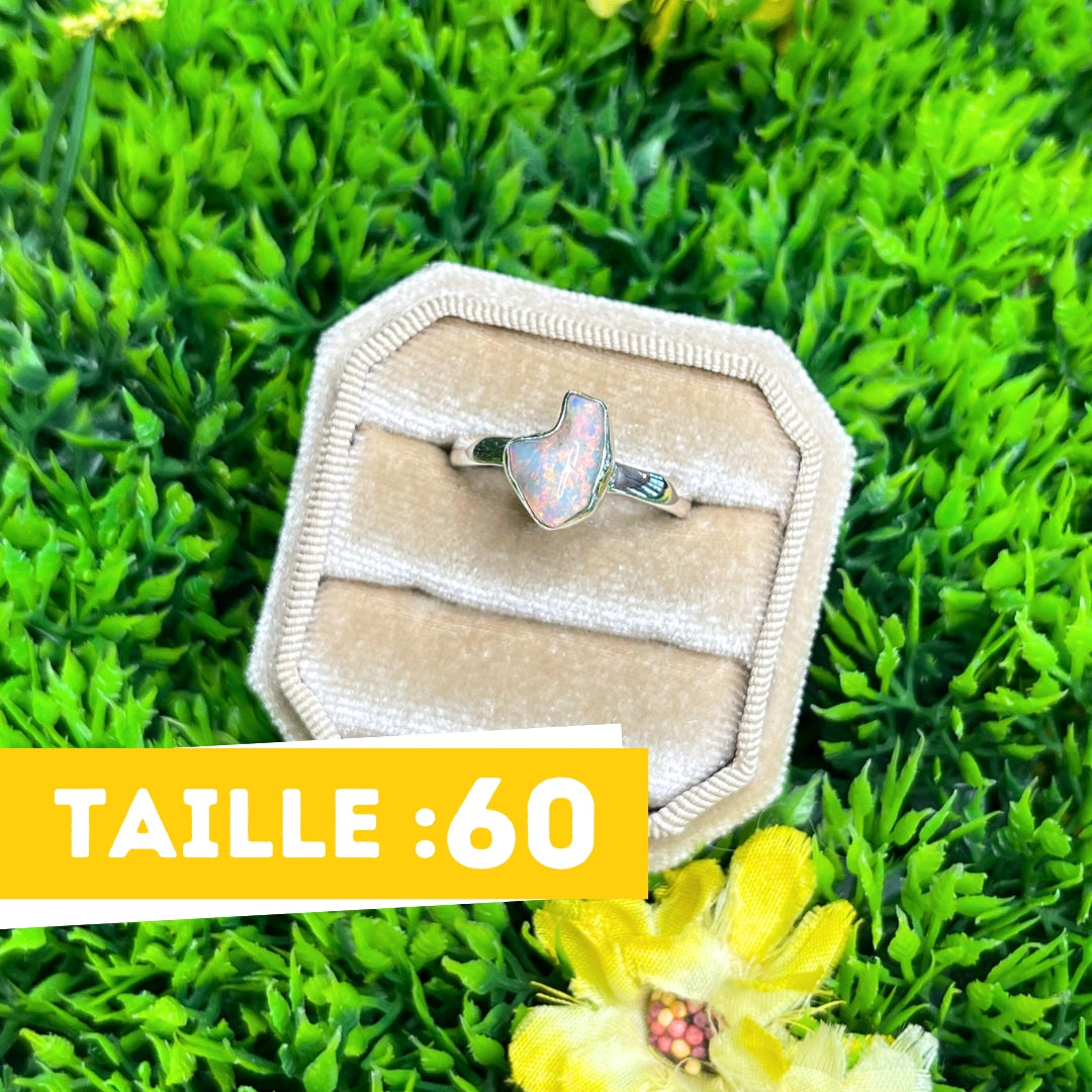 Bague Argent Opale Ethiopienne (Taille 60)