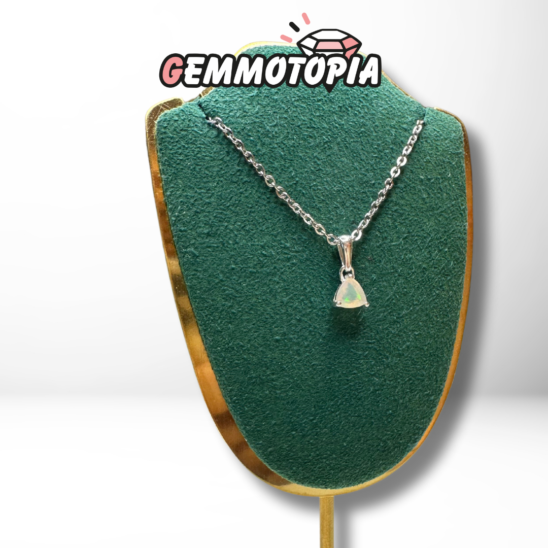 Pendentif Solitaire Opale Éthiopienne Trillon