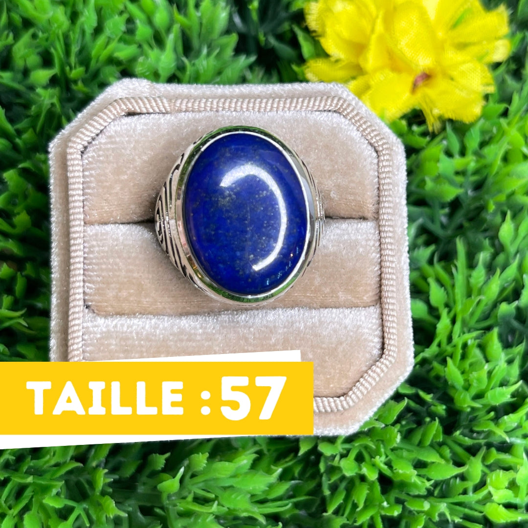 Chevalière Argent Lapis Lazuli Tribal #3