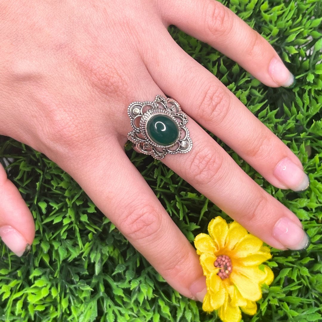 Bague Argent Onyx Vert #1