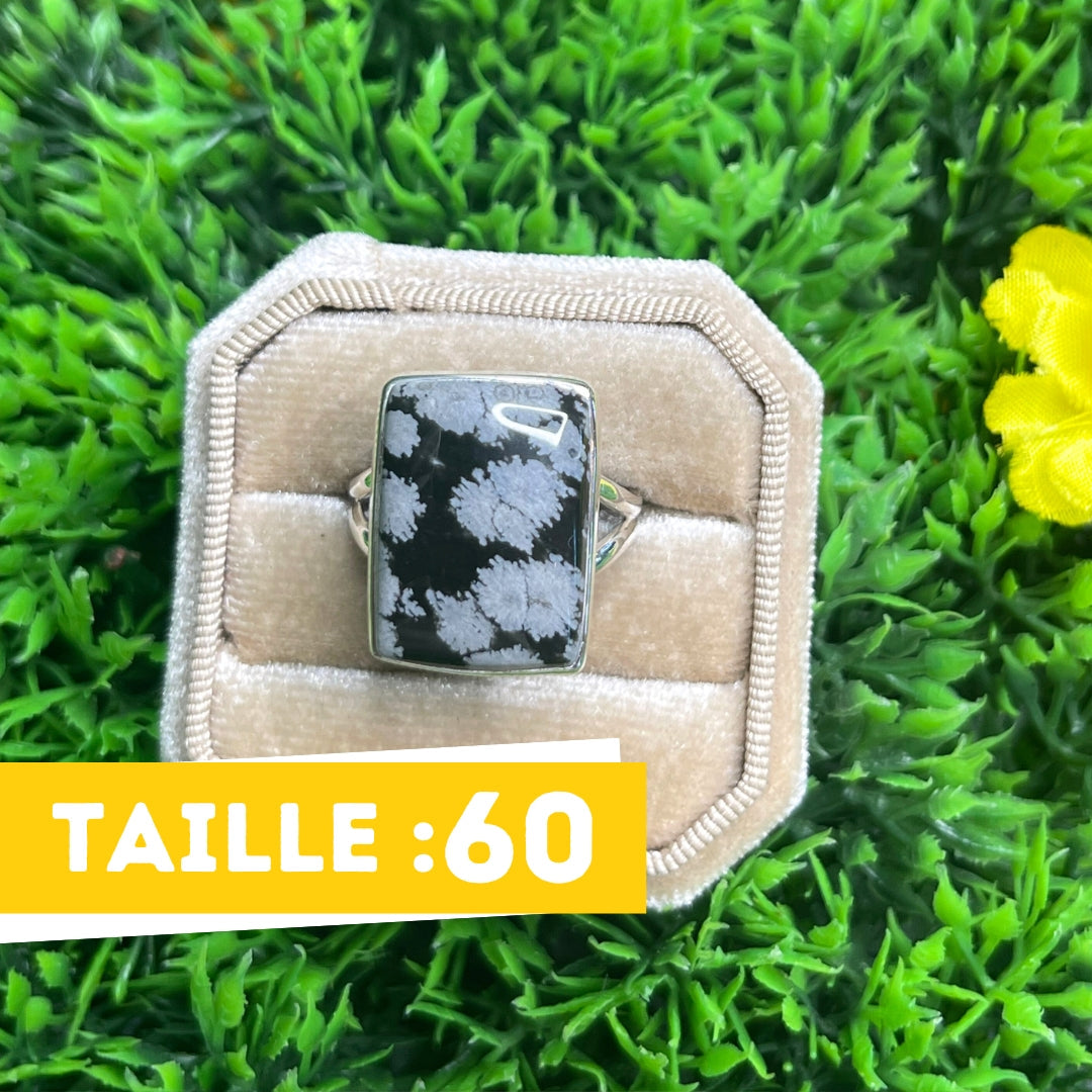 Bague Obsidienne Flocon de Neige #10