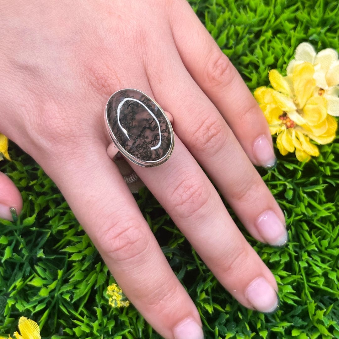 Bague Argent Agate Mousse #31