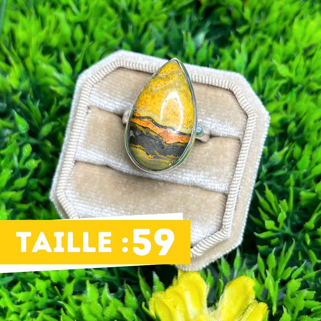 Bague Argent Jaspe Bumblebee #5