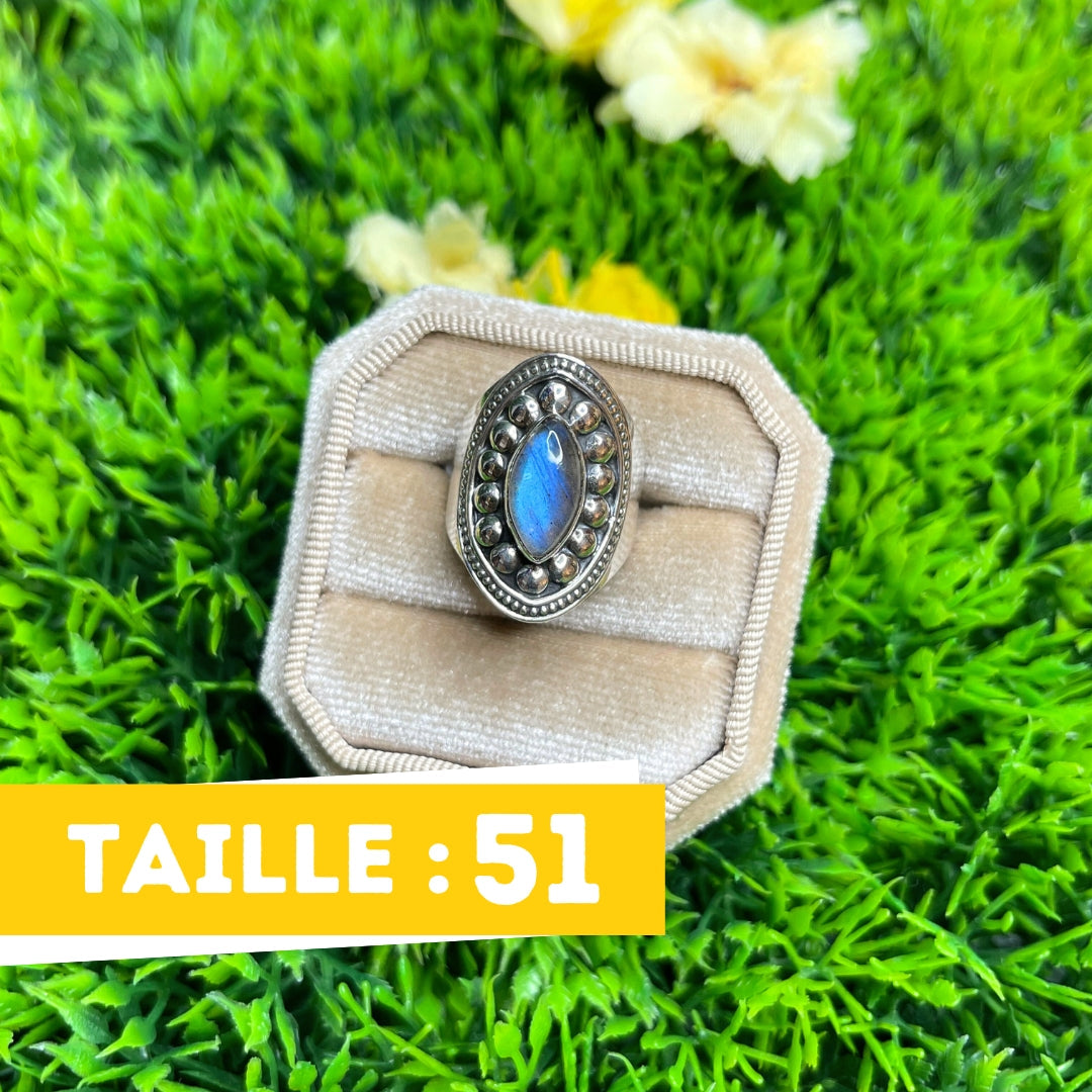 Bague Argent 925 Labradorite Bluefire #121