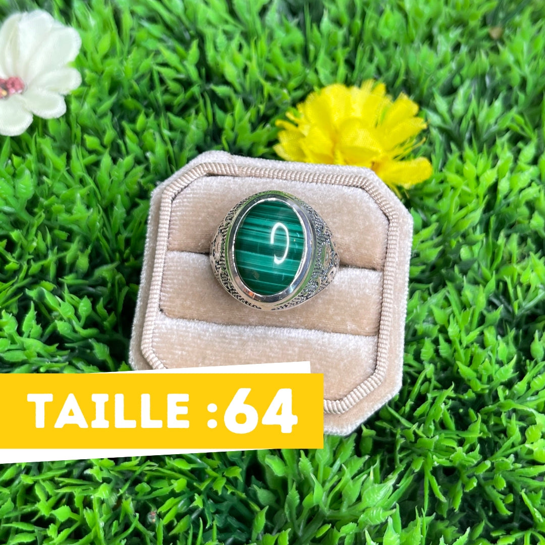 Chevalière Argent Malachite Astral #3