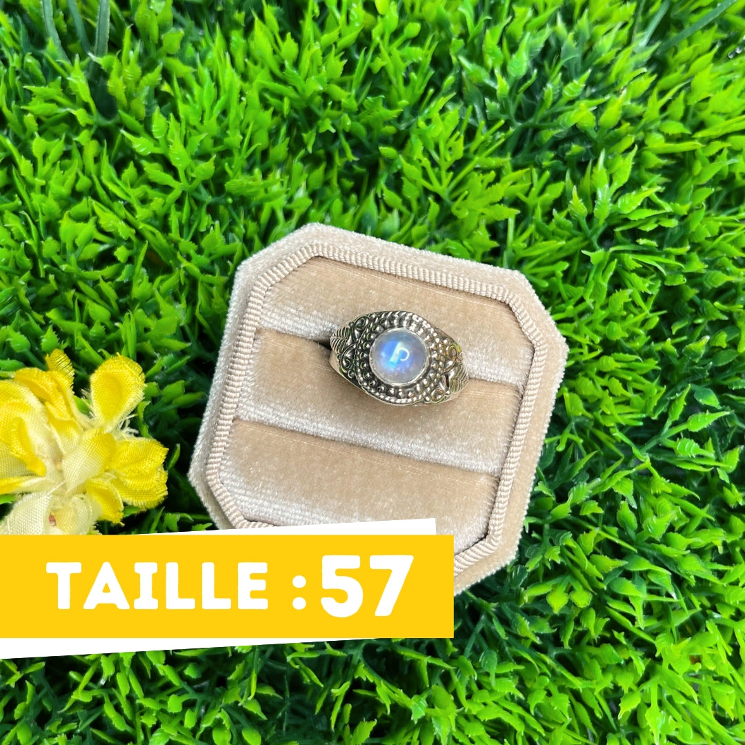 Bague Pierre de Lune Blue Fire #136