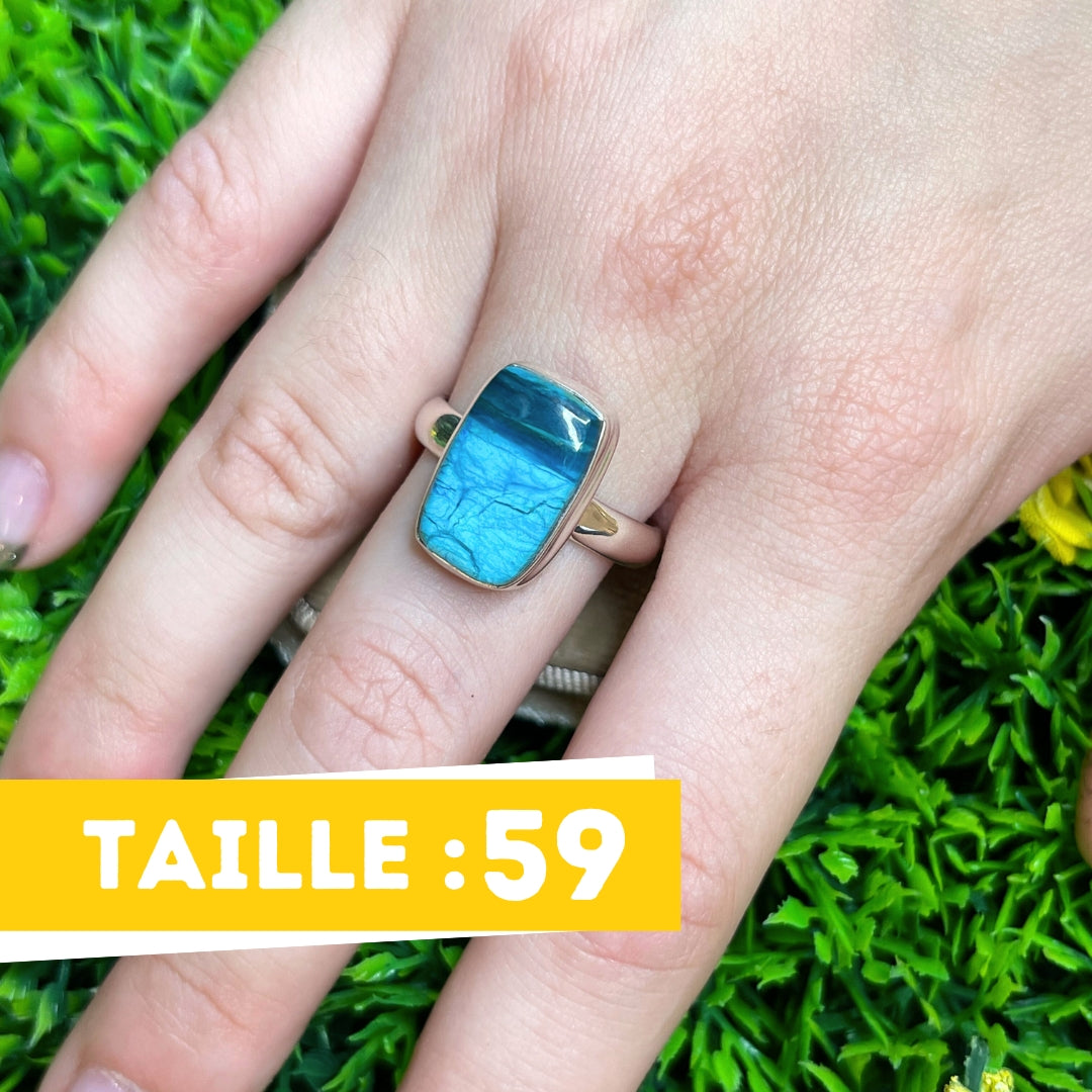 Bague Opale Bleue du Pérou #28