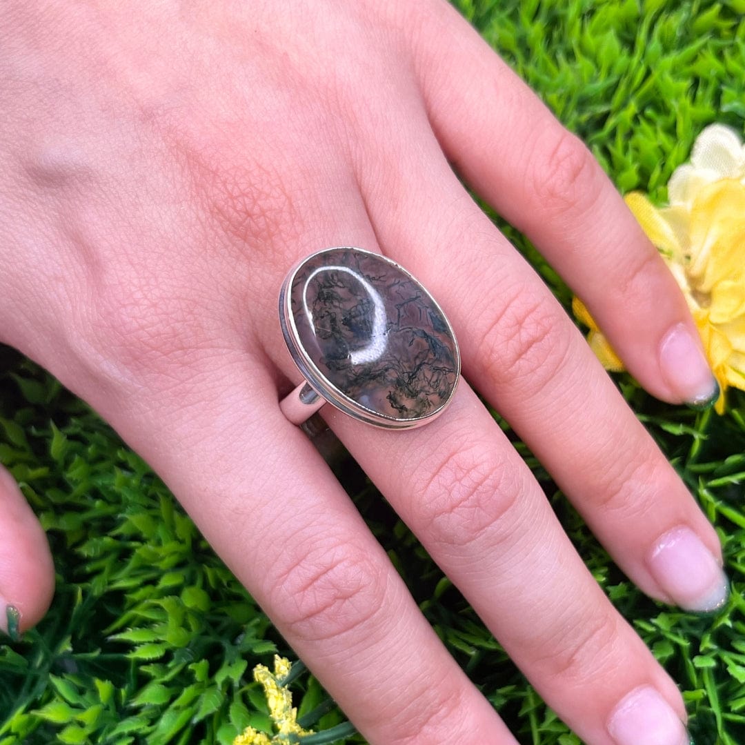 Bague Argent Agate Mousse #17