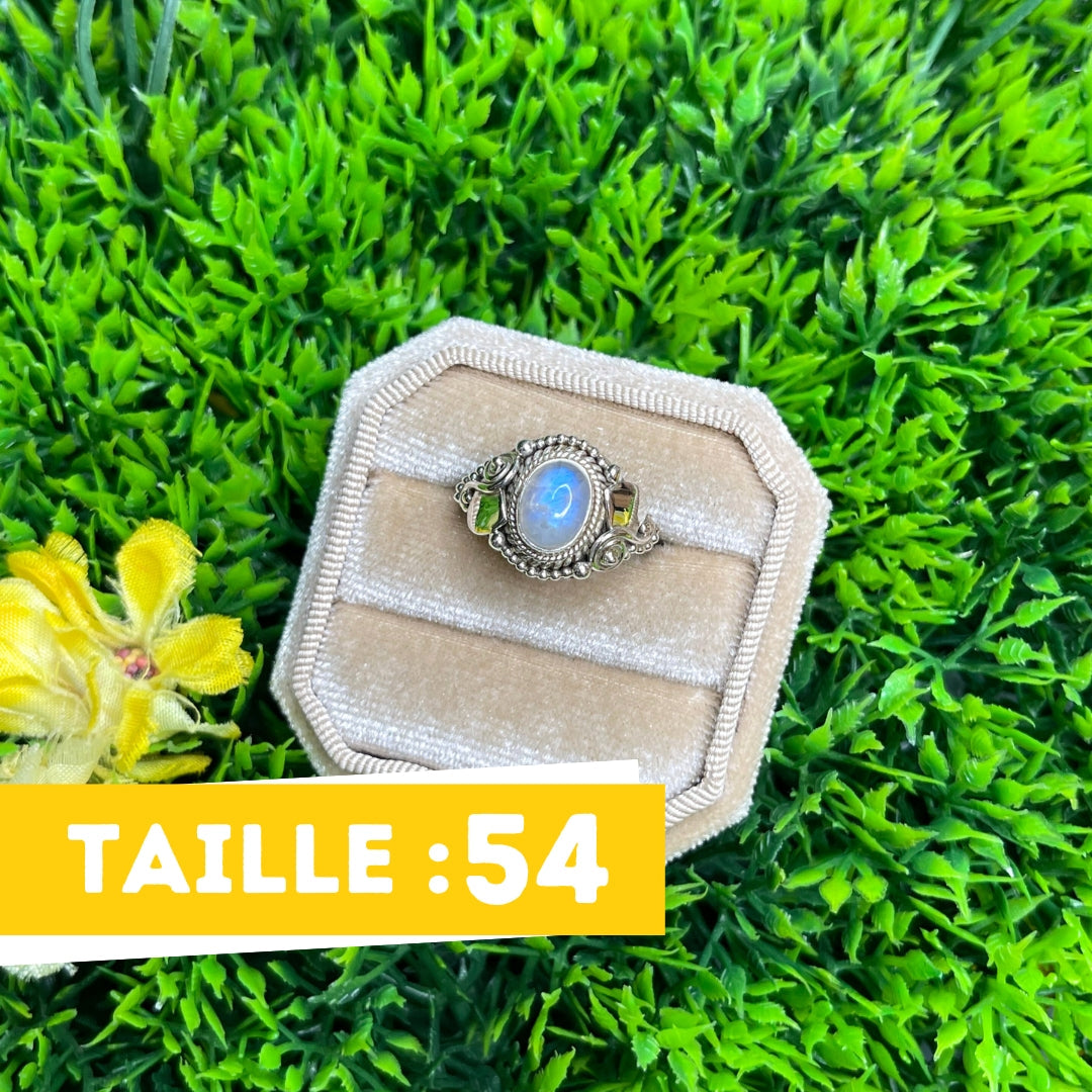 Bague Pierre de Lune Blue Fire #124