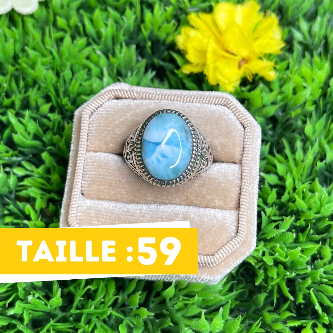 Chevalière Argent Larimar Celte #3