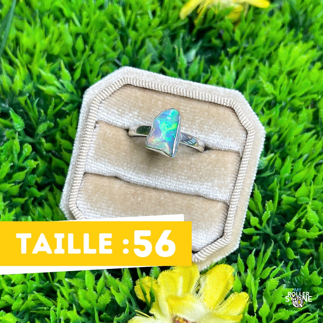 Bague Argent Opale Ethiopienne (Taille 56)