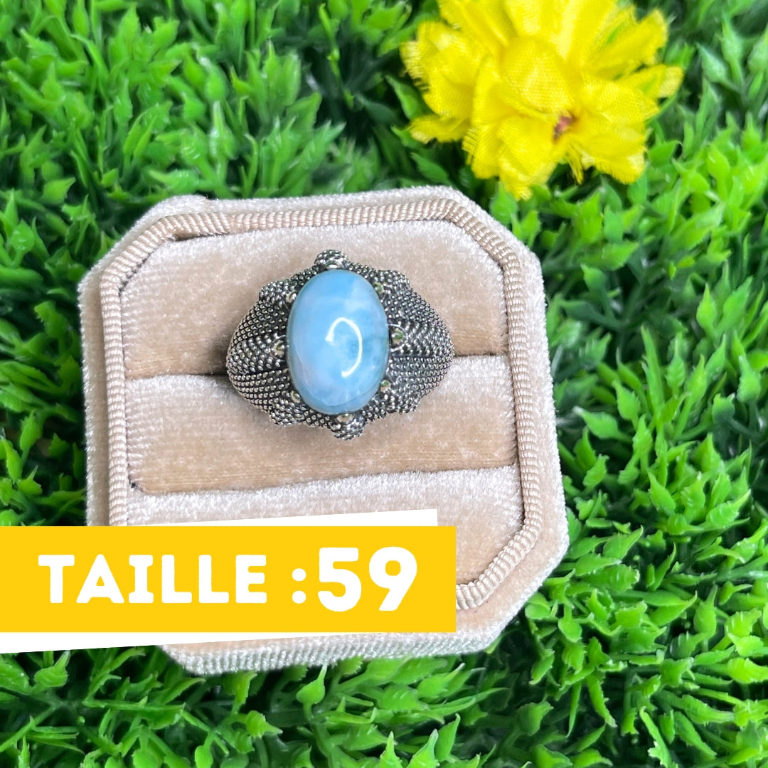 Chevalière Argent Larimar Griffe #3