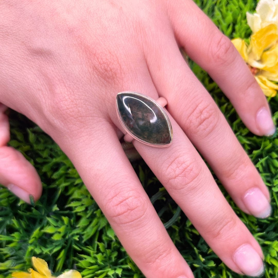 Bague Argent Agate Mousse #1