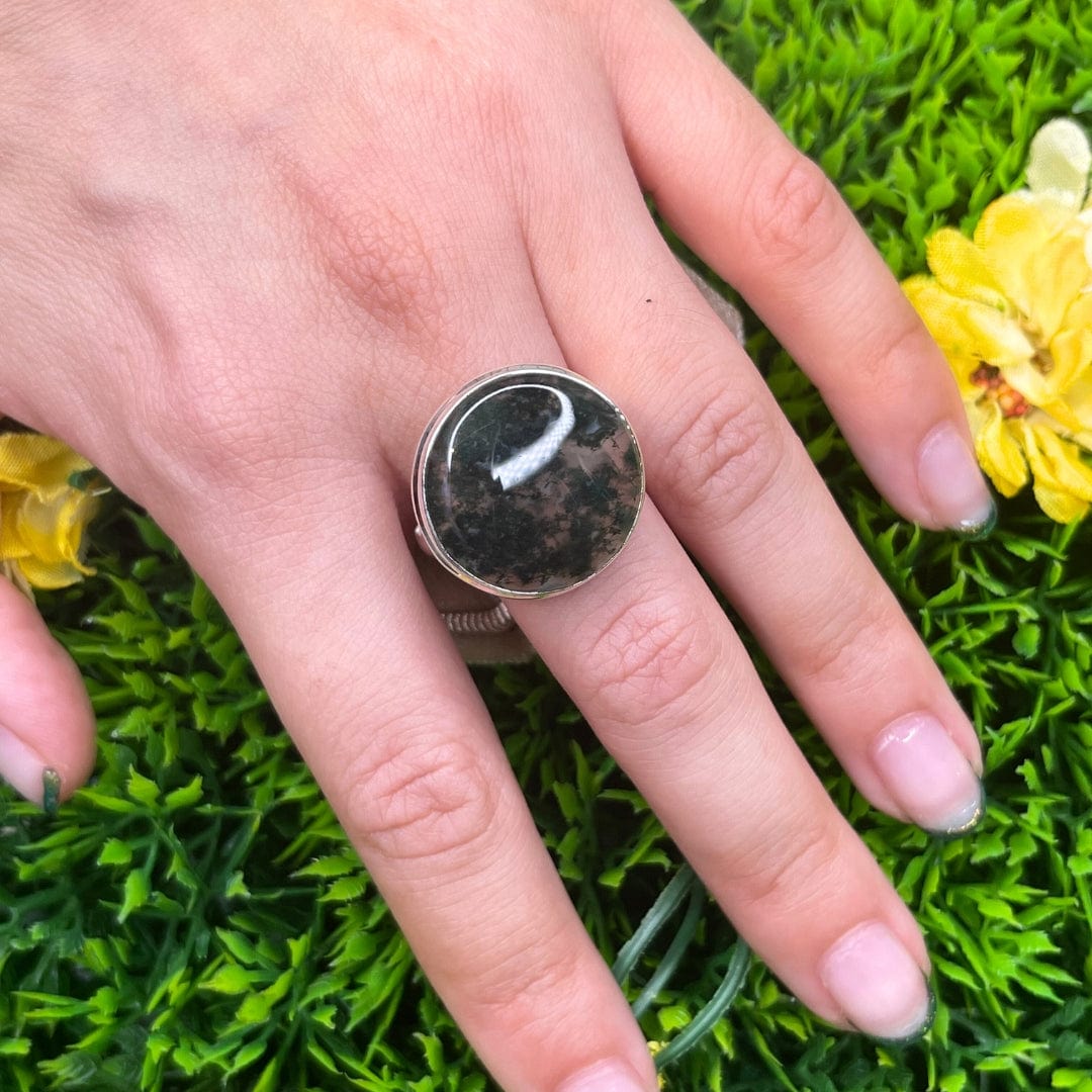 Bague Argent Agate Mousse #35