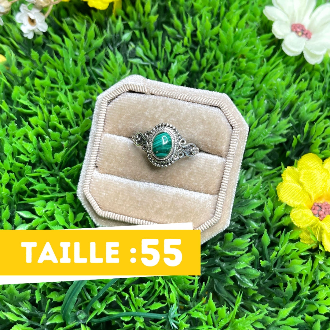 Bague Argent Malachite #6