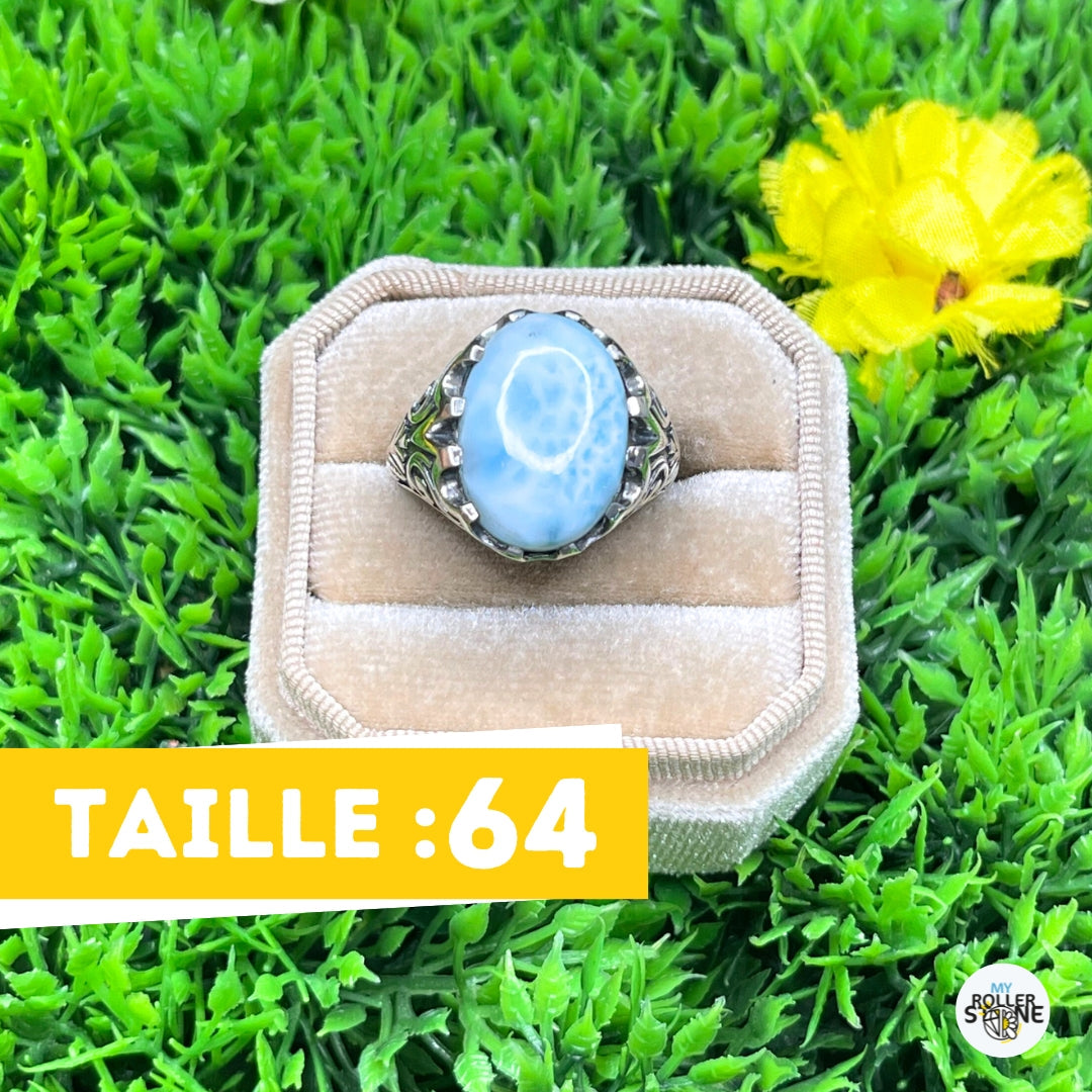 Chevalière Argent Larimar Paon #4