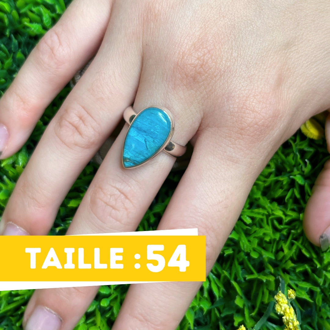 Bague Opale Bleue du Pérou #34