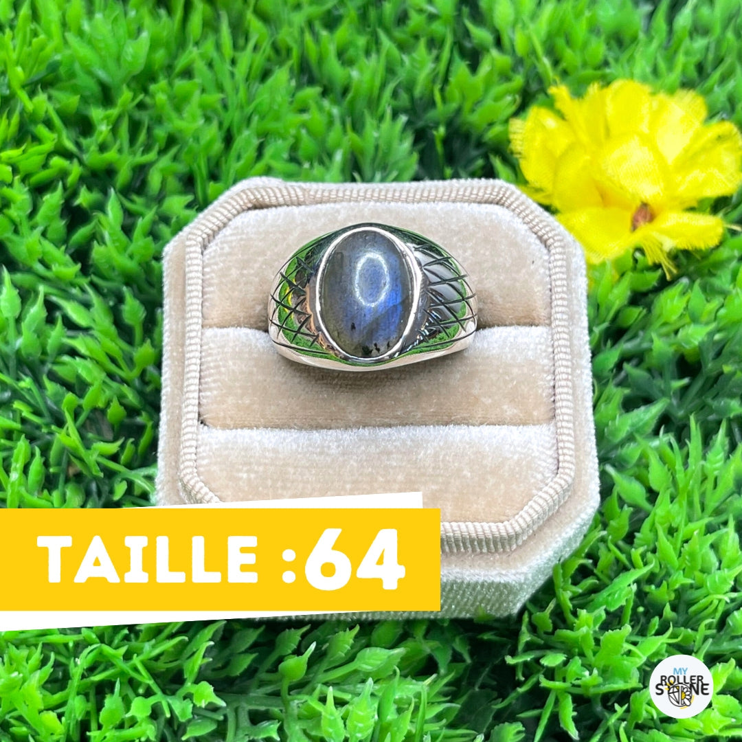 Chevalière Argent Labradorite Arlequin #5